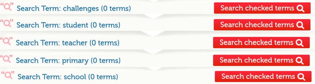 MissE. 2018. Screen Cap: A+Education: various thesaurus searches
