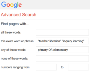 Screen cap of Google advanced search