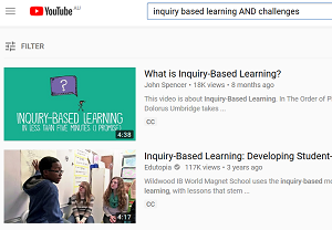 Screen cap of YouTube showing search results