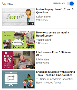 Screen cap of YouTube showing up next